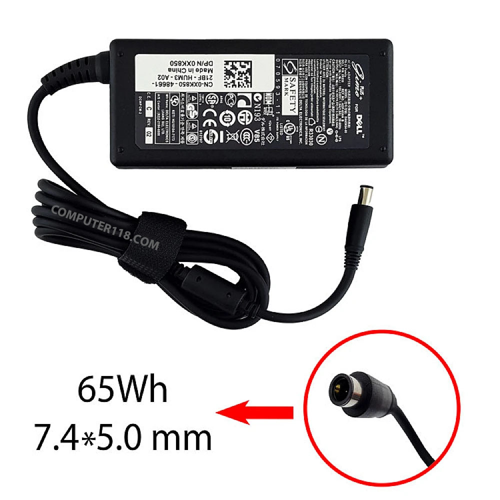 آداپتور لپ تاپ دل 19.5V 3.34A مستطیلی