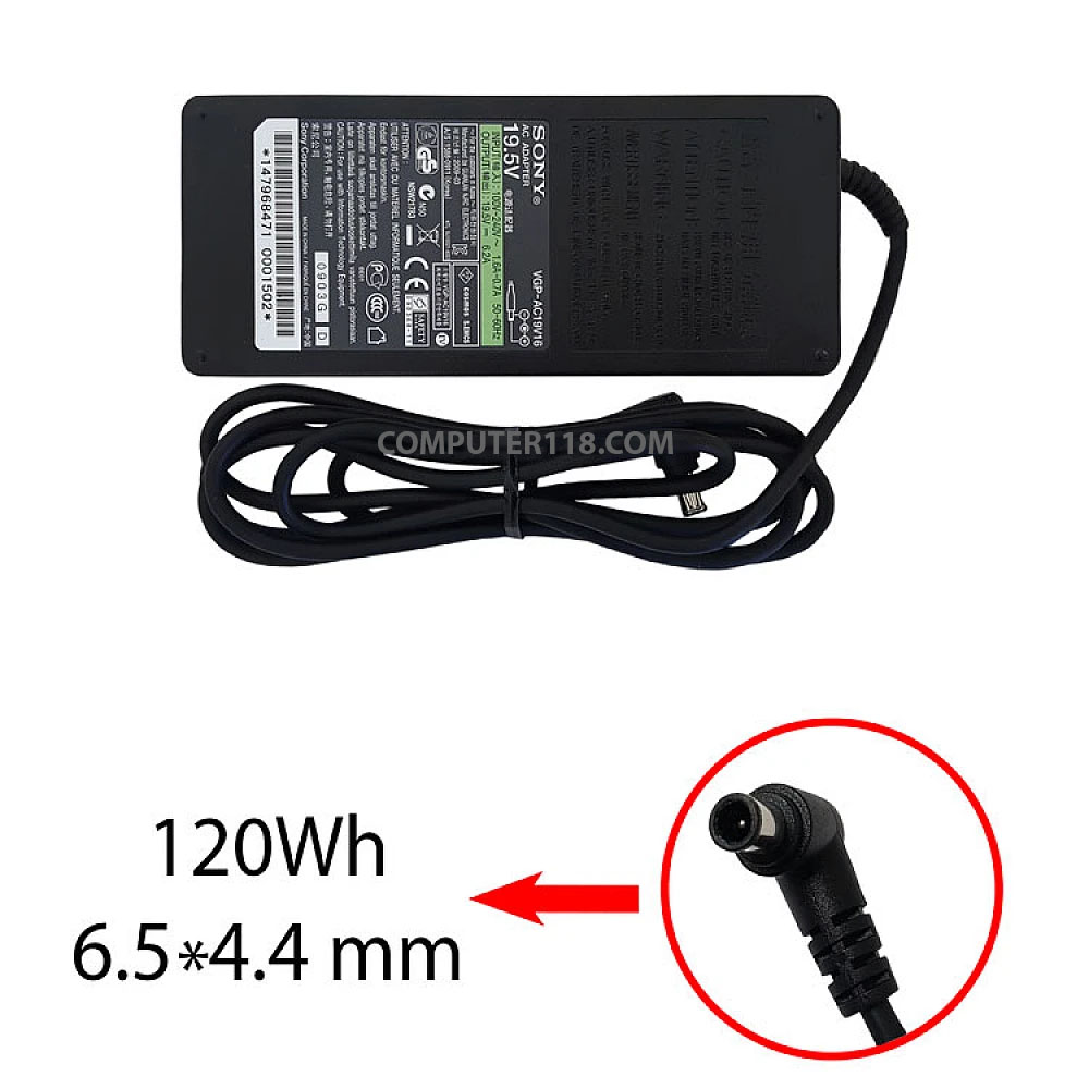 آداپتور لپ تاپ سونی 19.5V 6.2A کابل سه تایی