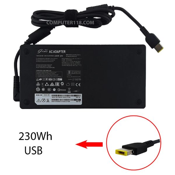 آداپتور لپ تاپ لنوو 20V 11.5A سر یو اس بی