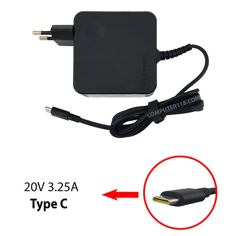 آداپتور لپ تاپ لنوو 20V 3.25A Type C مربعی