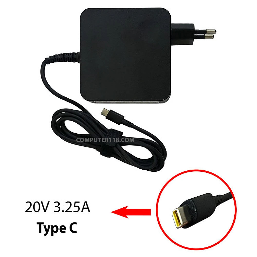 آداپتور لپ تاپ لنوو 20V 3.25A Type C مربعی-اورجینال