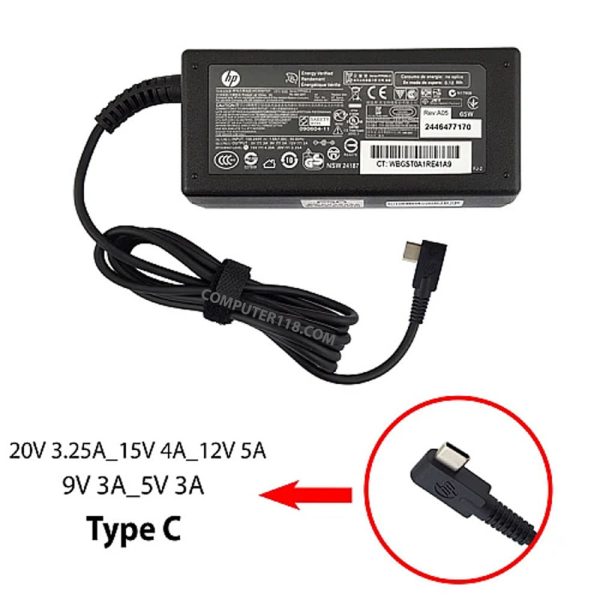 آداپتور تبلت-موبایل-لپ تاپ اچ پی 20V 3.25A_15V 4A_12V 5A_9V 3A_5V 3A Type C 1