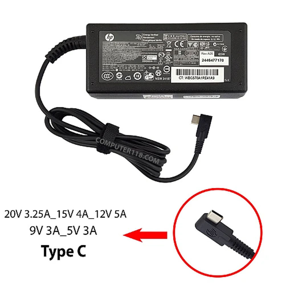 آداپتور تبلت-موبایل-لپ تاپ اچ پی 20V 3.25A_15V 4A_12V 5A_9V 3A_5V 3A Type C 1