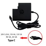 آداپتور تبلت-موبایل-لپ تاپ اچ پی 20V 3.25A_15V 4A_12V 5A_9V 3A_5V 3A Type C مربعی-کابل سه تایی 1