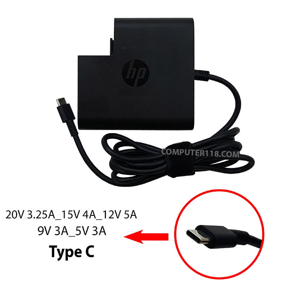 آداپتور تبلت-موبایل-لپ تاپ اچ پی 20V 3.25A_15V 4A_12V 5A_9V 3A_5V 3A Type C مربعی-کابل سه تایی 1