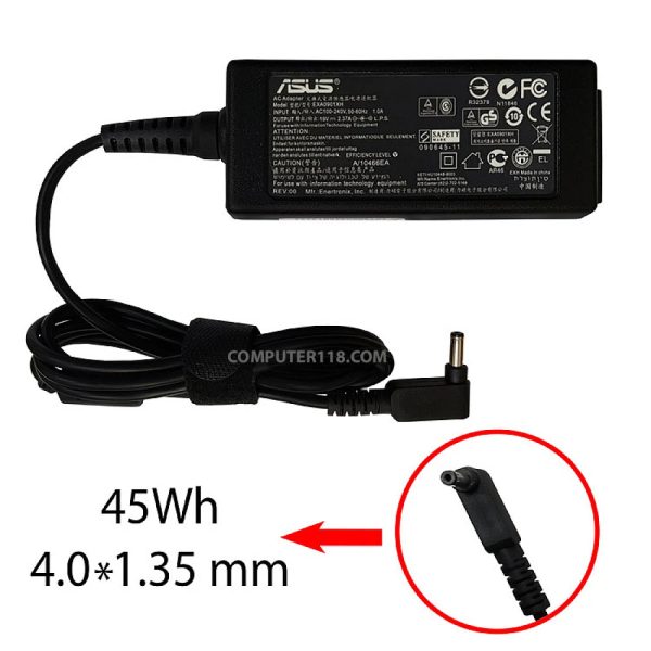 آداپتور لپ تاپ ایسوس 19V 2.37A زنبوکی سرفیش بزرگ 4x1.35mm 1