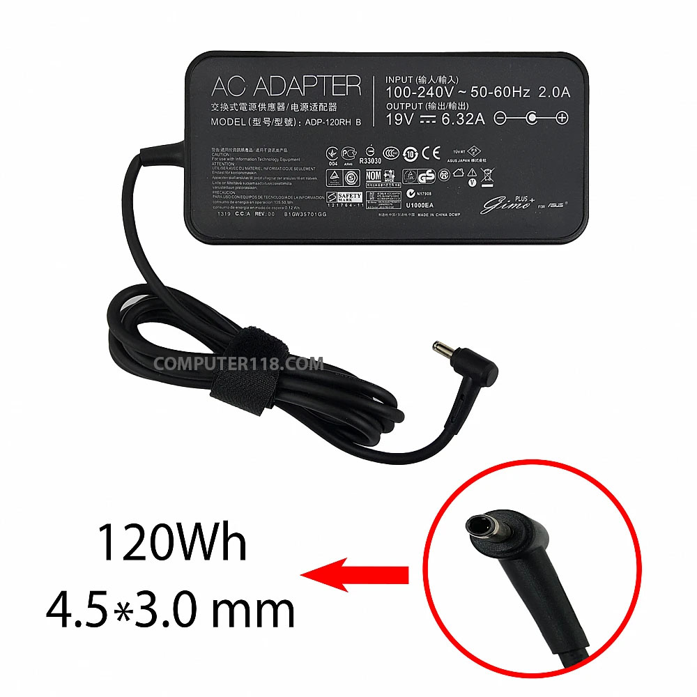 آداپتور لپ تاپ ایسوس 19V 6.32A Slim زنبوکی سوزن دار 1