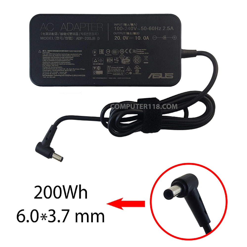 آداپتور لپ تاپ ایسوس 20V 10A سوزندار 3.7mmx6.0mm 1