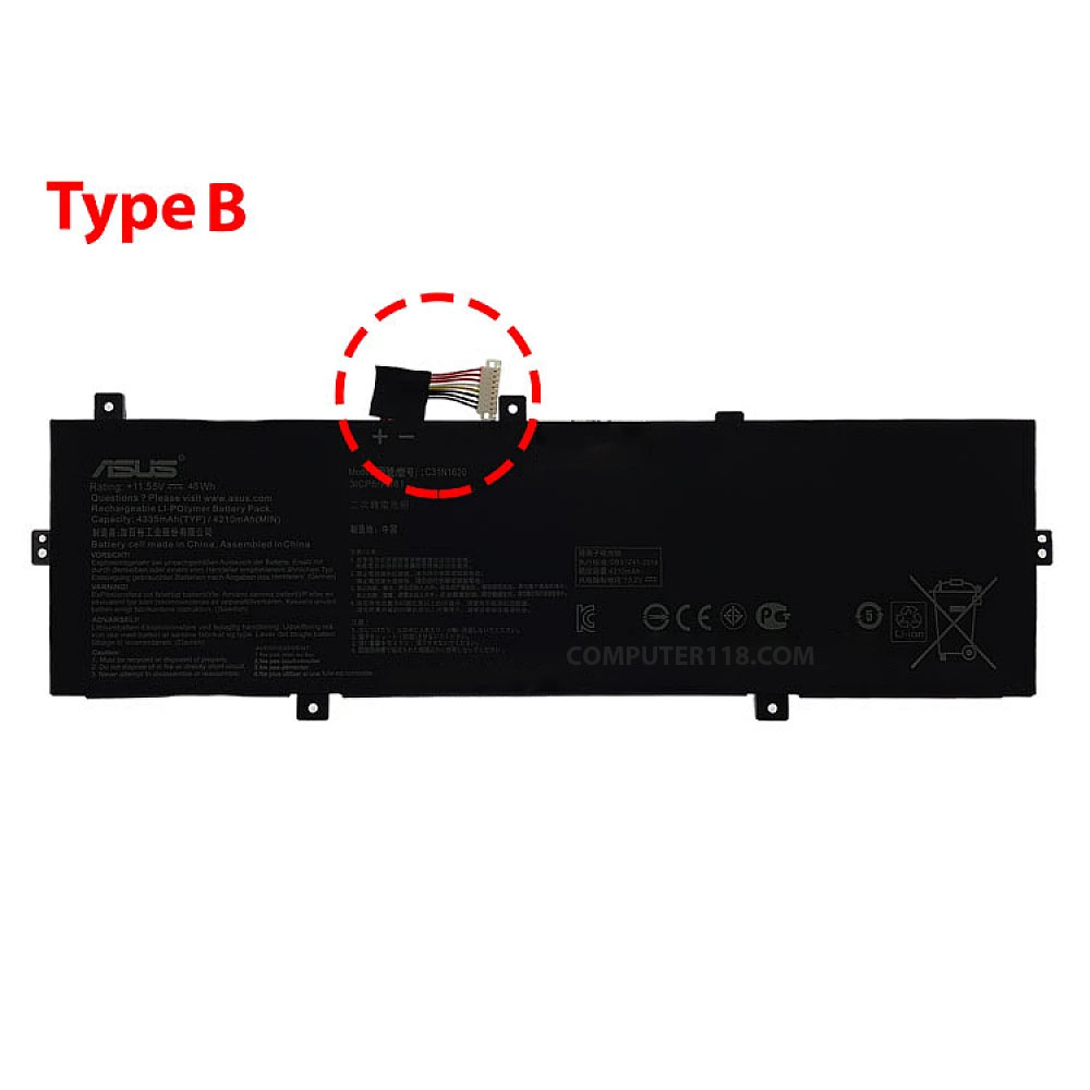 باتری لپ تاپ ایسوس ZenBook UX430_C31N1620 Type B مشکی-داخلی اورجینال