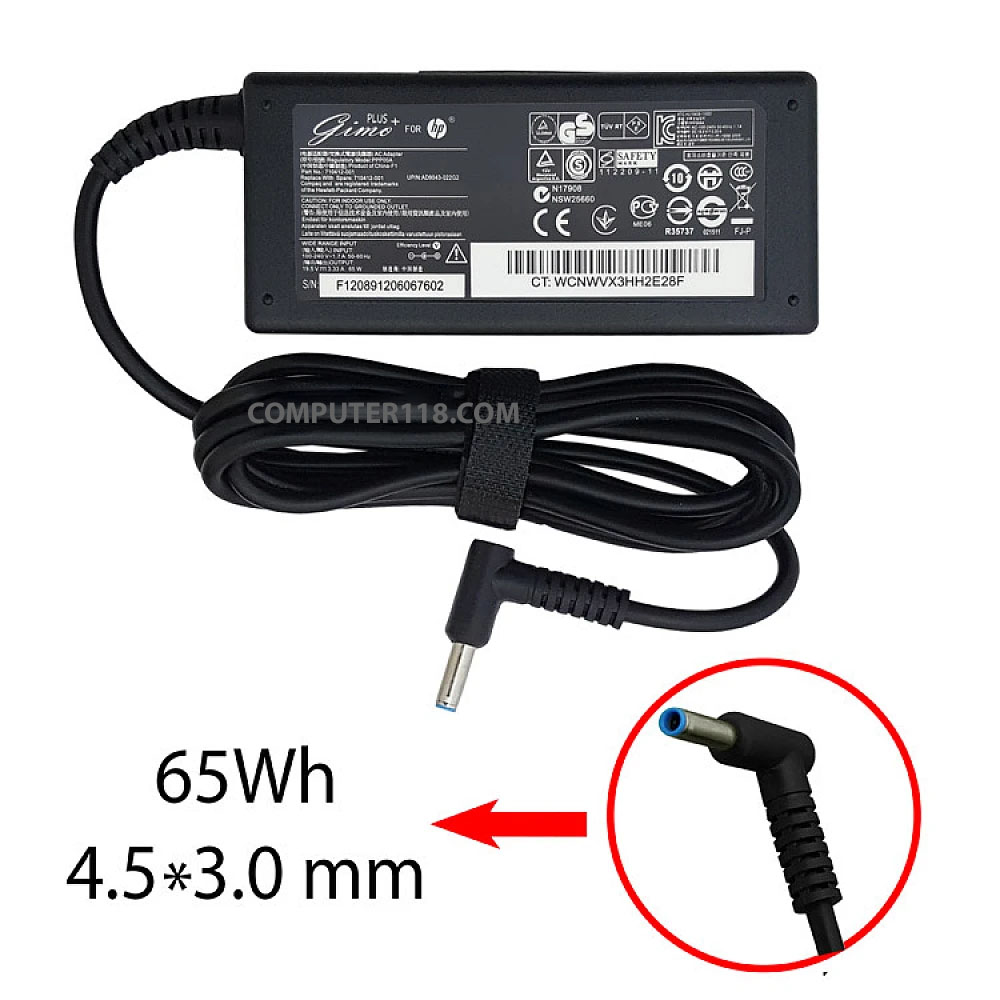 آداپتور لپ تاپ اچ پی 19.5V 3.3A سرفیش آبی